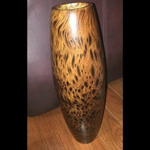 15” tall wooden vase made in Thailand